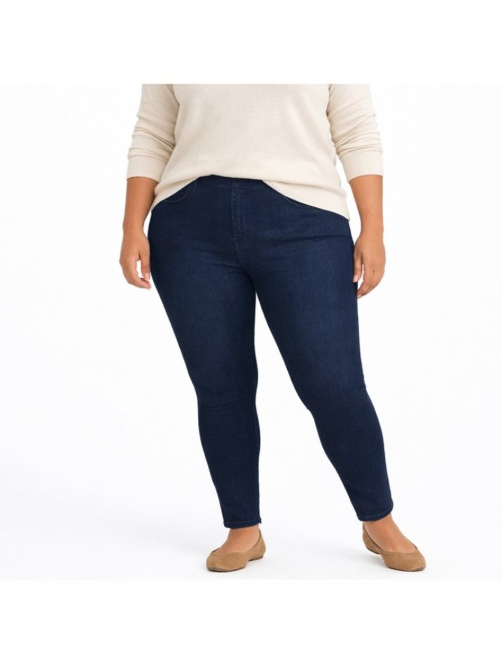 Spanx Jean-ish Ankle Leggings 1X Twilight Rinse Pull On Slim Denim Look Shaping